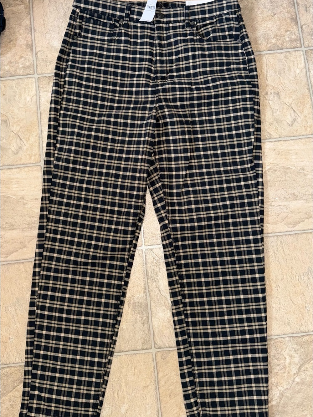 NWT American Eagle Plaid Stretch Mom Jeans Size 14 Regular